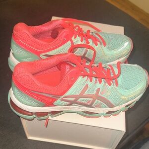 ASICS Women's Athletic Shoes - Aqua and Red